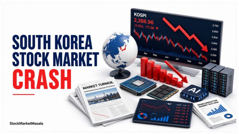 South Korea stock market crash showing falling KOSPI index and semiconductor stocks