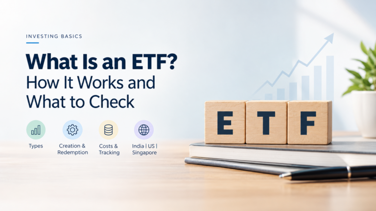 What is an ETF? Educational cover explaining ETF investing, creation and redemption, costs, tracking and global markets.